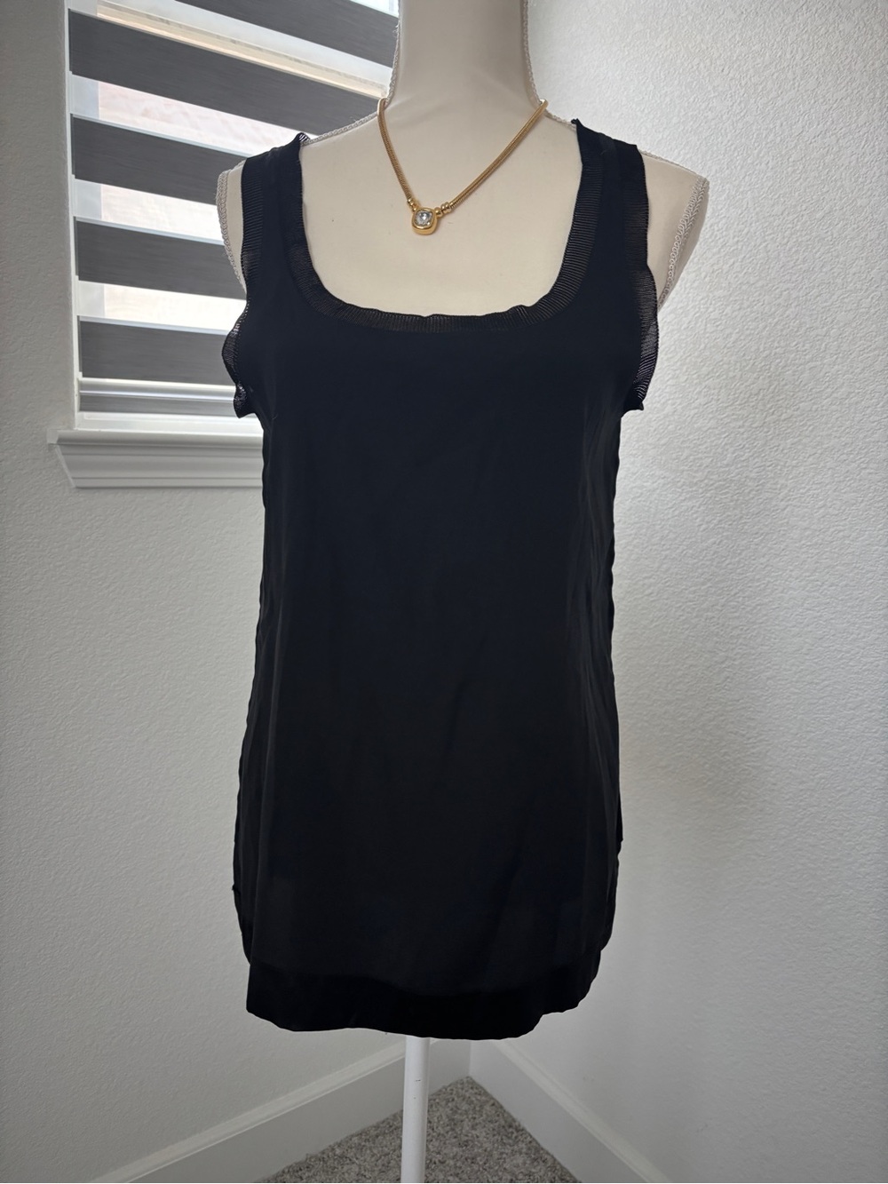 Missoni Black Scoop Neck Tank with Contrast Label